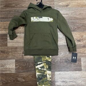 Under Armour Olive Hoodie and Camo Joggers